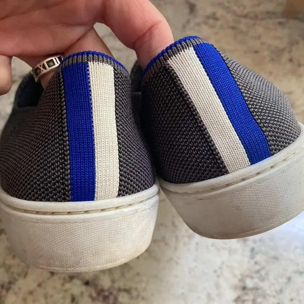Rothys City Slip On Dark Gray Royal Blue sz 8